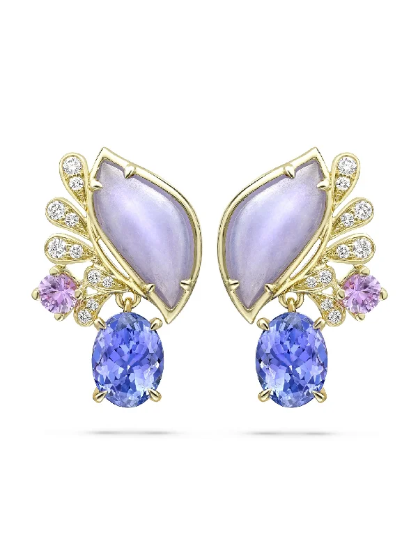 Single Hoop Earrings-A Family Journey Provence Tanzanite Yellow Gold Earrings