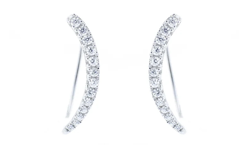 Custom Drop Earrings-Camila 18k White Gold Plated Sterling Silver Ear Climber Earrings with Simulated Diamond Crystals