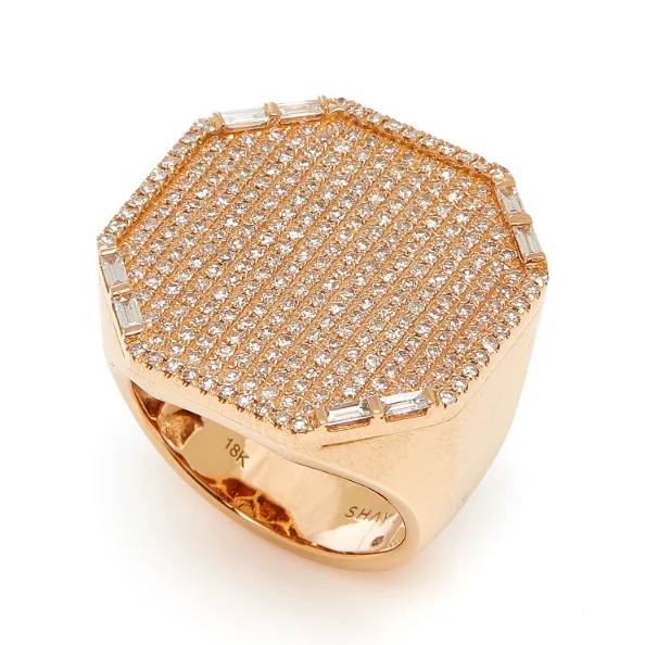 High-Quality Engagement Rings-Jumbo Pave Octagon Signet Ring