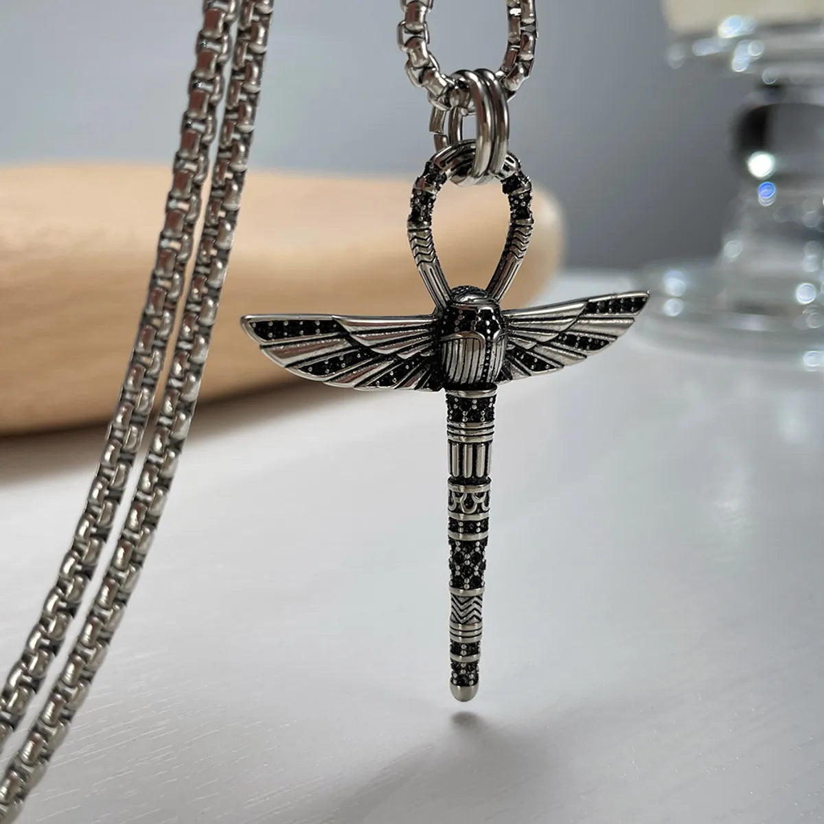 Art Deco Necklaces-Hip-Hop Dragonfly Stainless Steel No Inlay Men'S Pendant Necklace