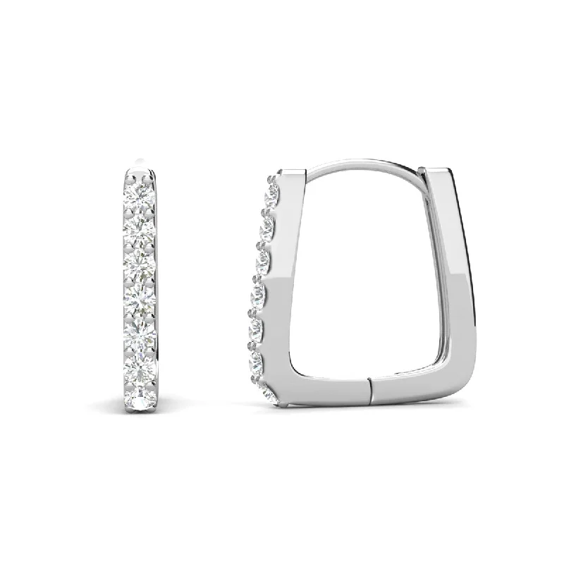 High-End Silver Earrings-Phoebe 18k White Gold Plated Hoop Earrings with Swarovski Crystals