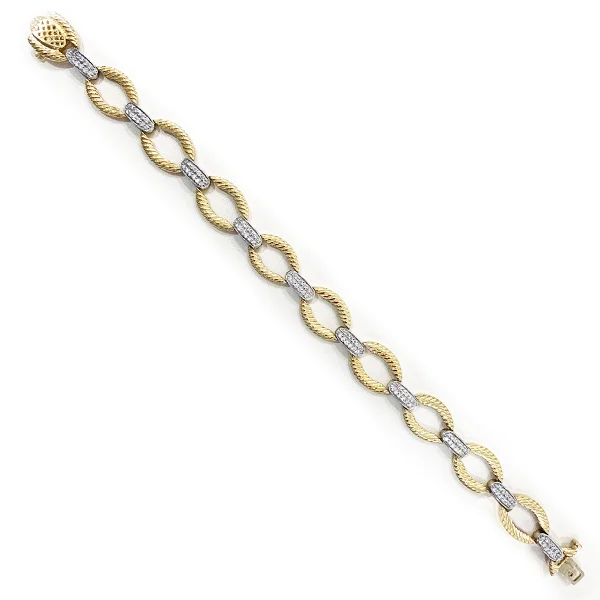 Birthstone Bracelets for Men-14k Two Tone Diamond Bracelet