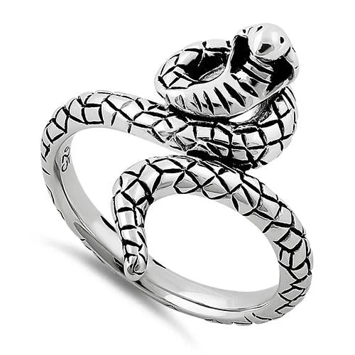 Classic Promise Rings-Sterling Silver Cobra Snake Ring