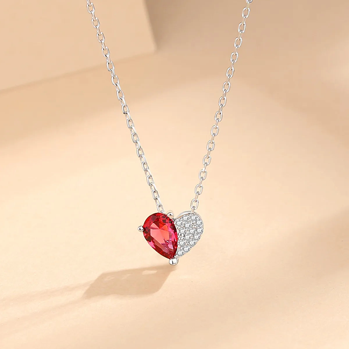 Luxury Diamond Necklaces-Simple Style Heart Shape Sterling Silver Inlay Zircon Pendant Necklace