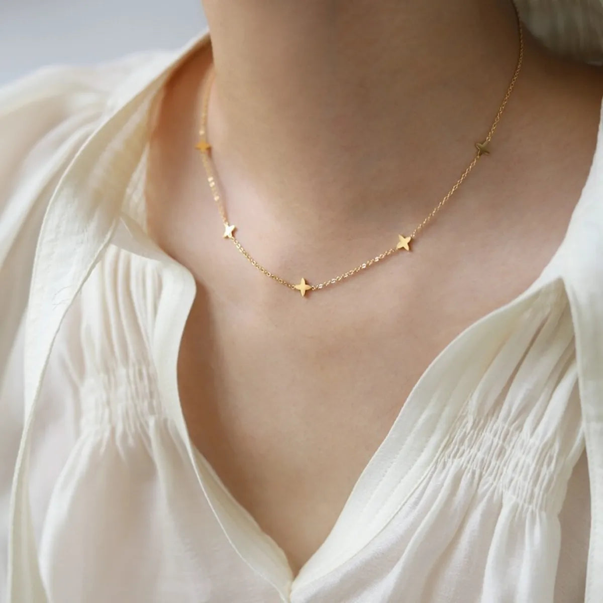 Energy Necklaces-Simple Style Star Titanium Steel Plating Gold Plated Necklace