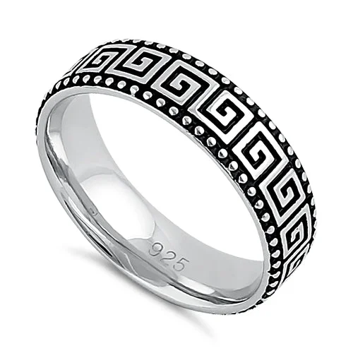 Infinity Wedding Bands-Sterling Silver Greek Band Ring