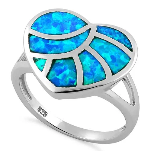 Unique Wedding Bands-Sterling Silver Heart Lab Opal Ring