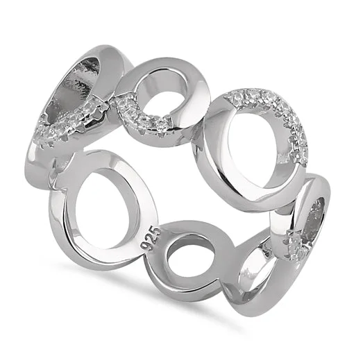 Engagement Rings for Men-Sterling Silver Circles Eternity CZ Ring