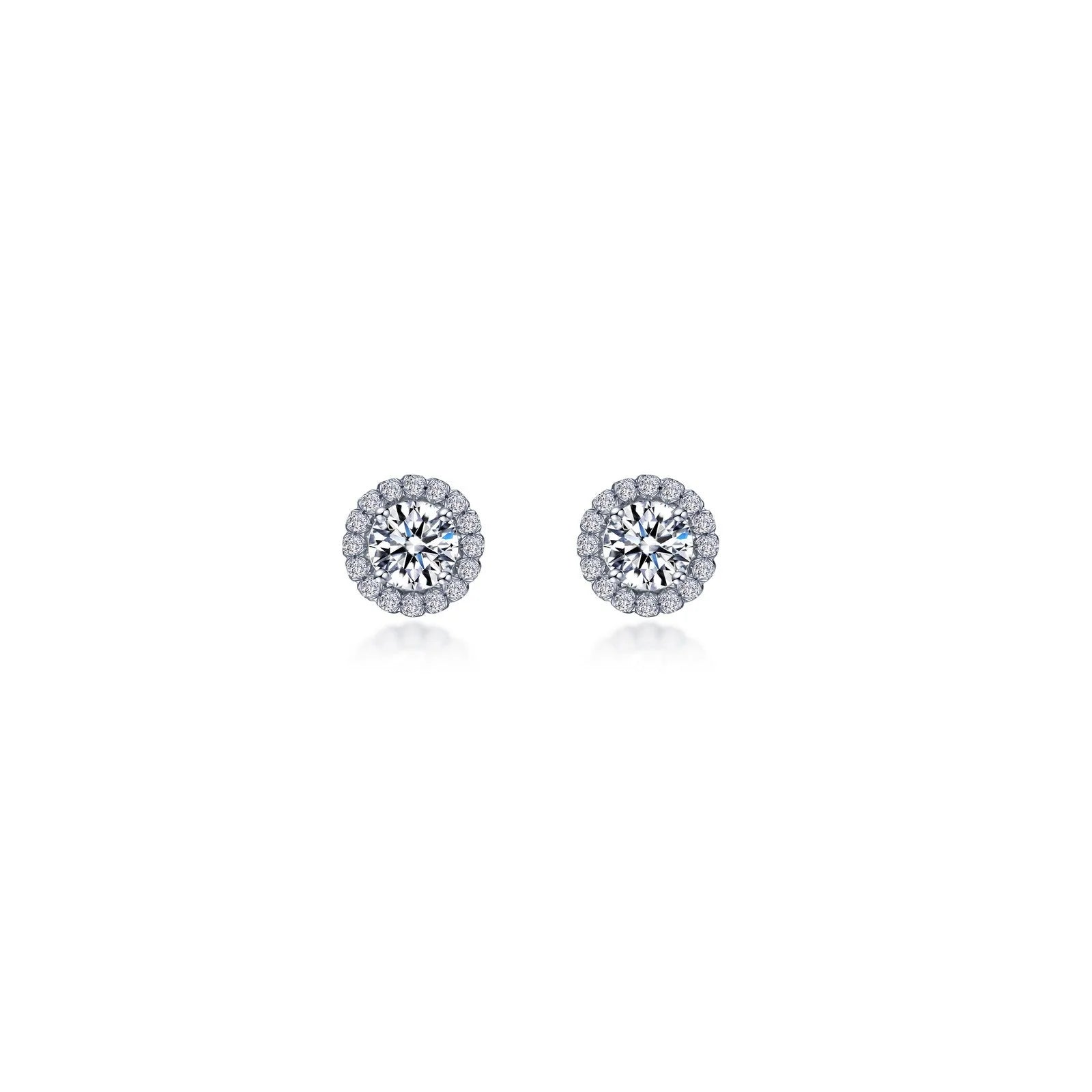 Bright Gold Earrings-Lafonn Simulated Diamond Round Halo Stud Earrings E2024CLP00