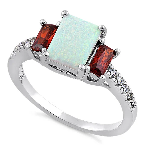 Artistic Diamond Rings-Sterling Silver White Lab Opal CZ Ring