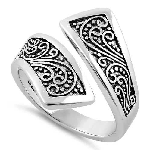 Personalized Wedding Band Sets-Sterling Silver Bali Swirl Ring