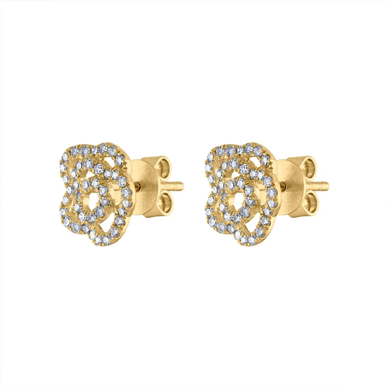 Designer Crystal Earrings-14KT GOLD DIAMOND OUTLINE FLOWER EARRING