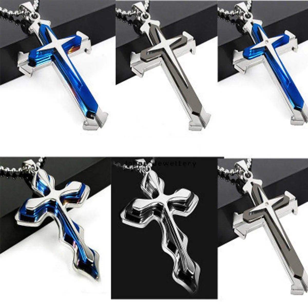 Bohemian Necklaces-Hip-hop Retro Cross Metal Plating Gold Plated Men's Pendant Necklace