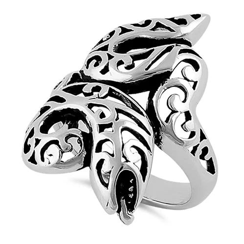 Women’s Vintage Engagement Rings-Sterling Silver Filigree Snake Ring