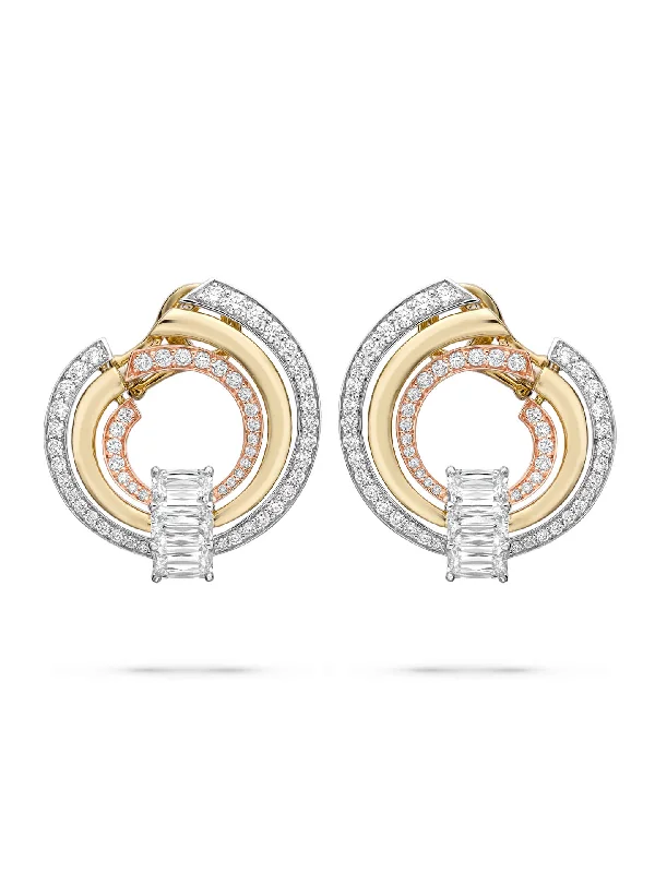 Gold Dangle Earrings-Ribbons Ashoka Platinum Gold Diamond Earrings