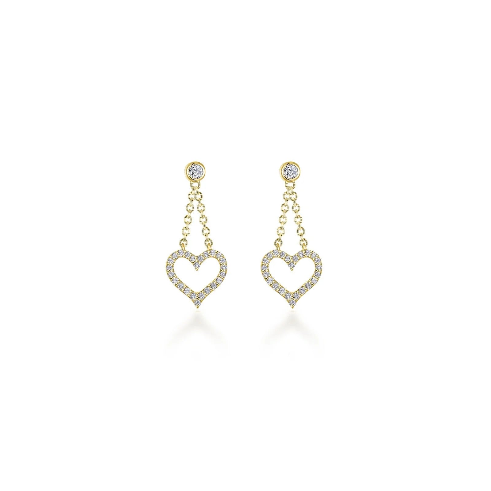 Round Gemstone Earrings-Lafonn Simulated Diamond Cut-Out Heart Dangle Earrings E0616CLG00