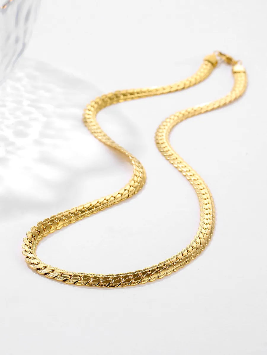 Boho Chic Necklaces-Wholesale Hip-hop Punk Solid Color Stainless Steel Plating 18k Gold Plated Necklace