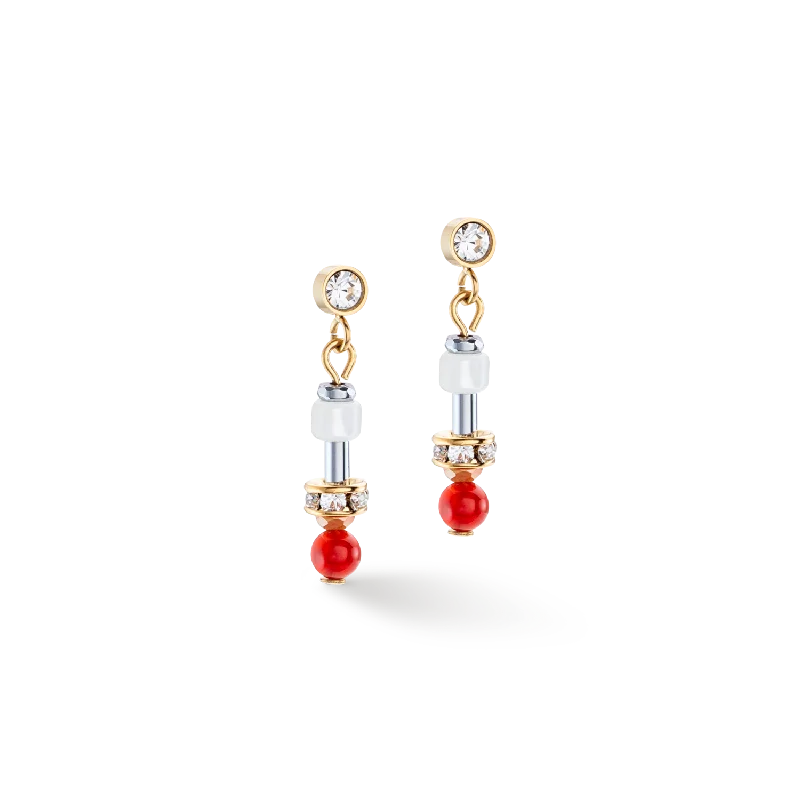 Crystal Silver Earrings-Earrings Princess Spheres Mix orange