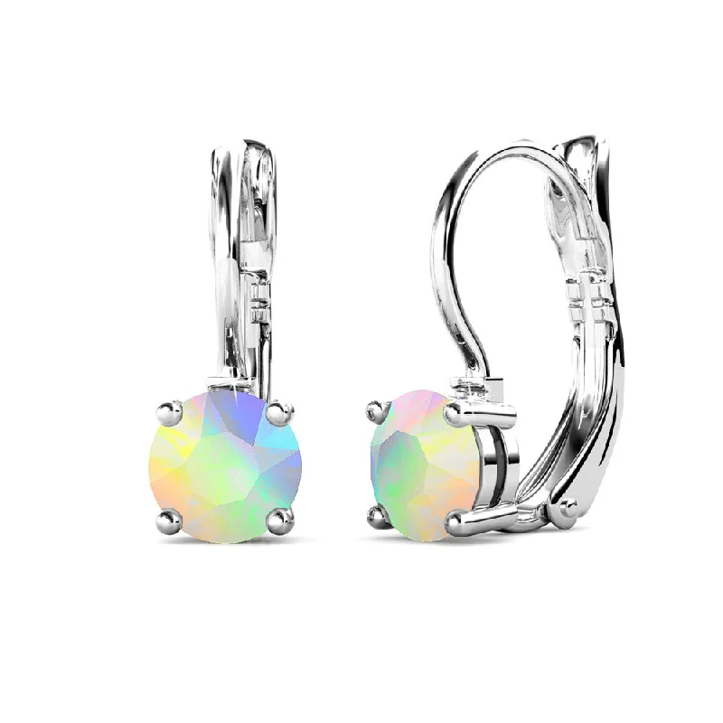 Glittering Hoop Earrings-Lyric 18k White Gold Plated Drop Earrings with Swarovski Crystals