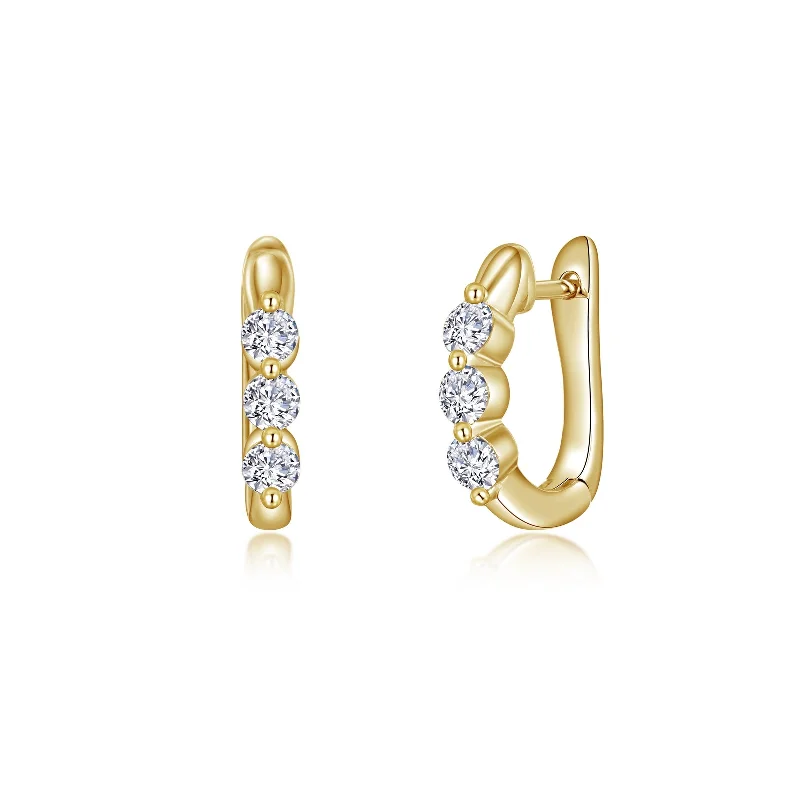 Large Crystal Dangle Earrings-Lafonn Simulated Diamond 3 Stone Huggie Hoop Earrings E0558CLG