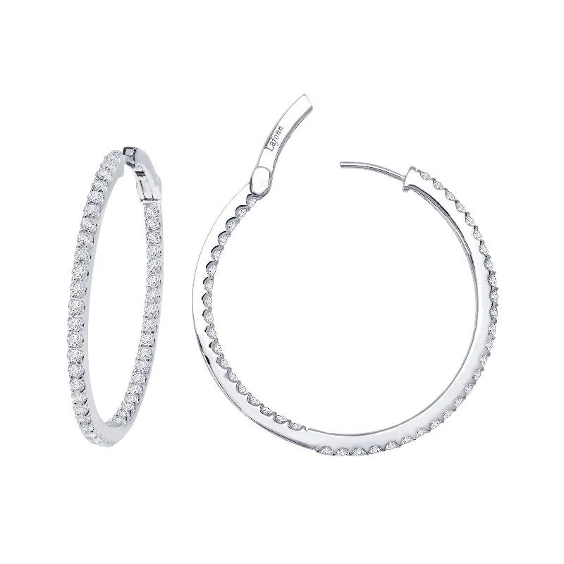 Simple Crystal Earrings-Lafonn Simulated Diamond 2.64ct Inside Out 35mm Hoop Earrings E3012CLP