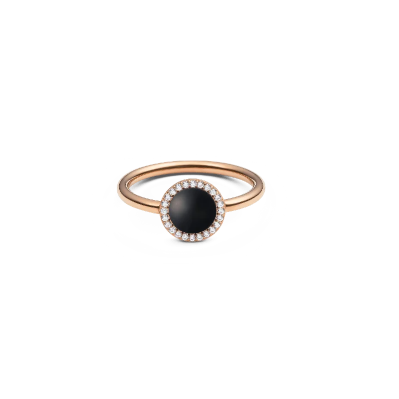 Art Deco Rings-Audrey Ring Black Agathe Rose Gold