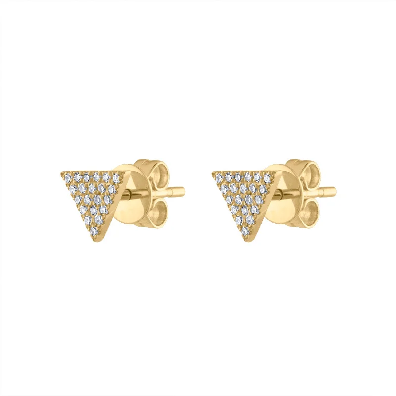 Glittering Hoop Earrings-14KT GOLD DIAMOND PAVE TRIANGLE EARRING