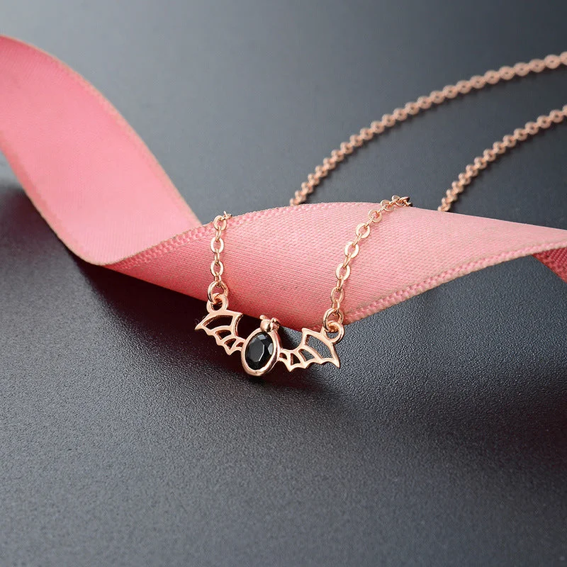 Bat Necklace Rose Gold