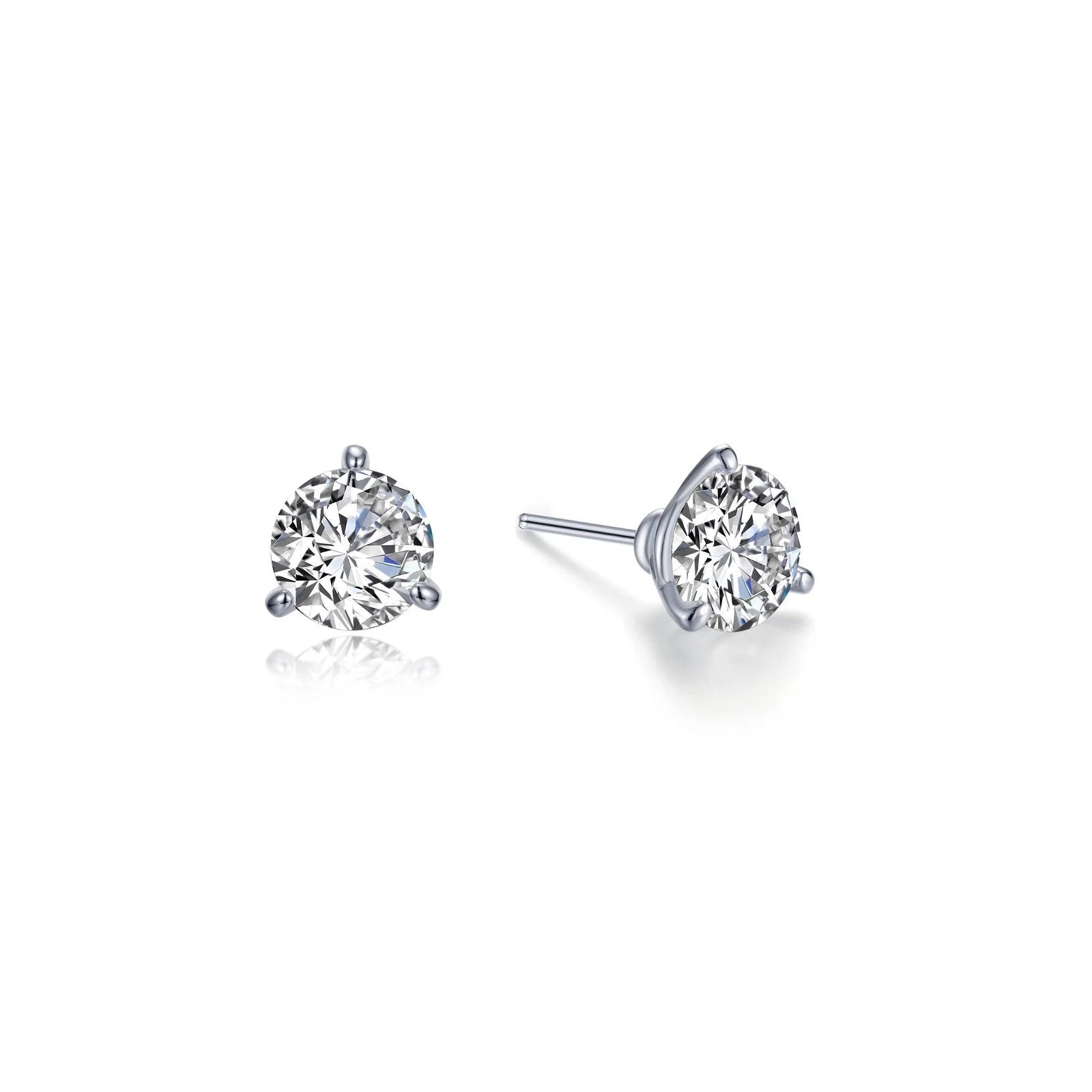 Silver and Sapphire Earrings-Lafonn Simulated Diamond 0.50ct 3 Prong Stud Earrings E0405CLP00