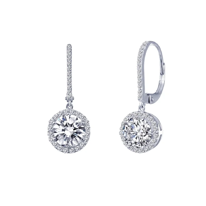 Transparent Earrings-Lafonn Simulated Diamond Halo Drop Earrings E0193CLP