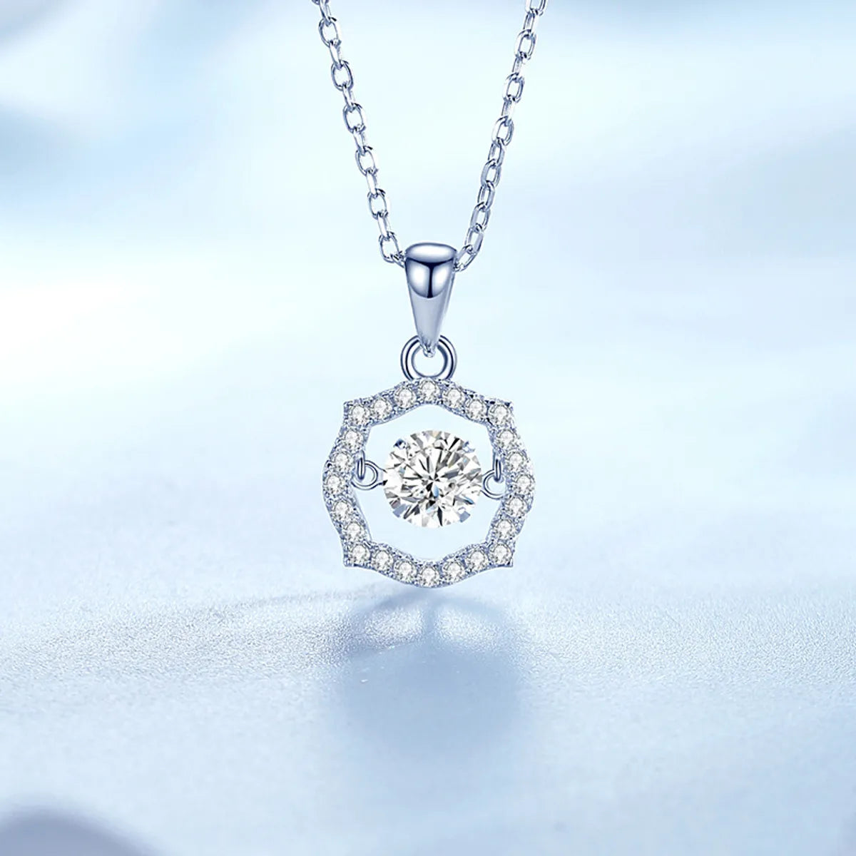 Luxury Diamond Necklaces-Simple Style Classic Style Solid Color Sterling Silver Inlay Moissanite Zircon Pendant Necklace