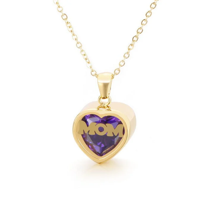 February Purple Zircon Mom Necklace