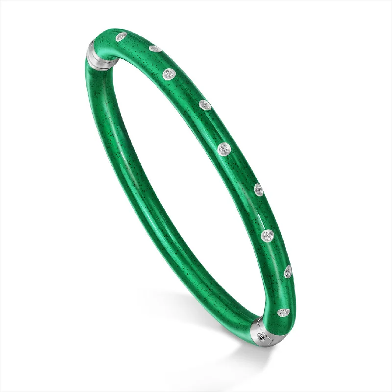 Custom Cuff Bracelets for Women-SOHO Emerald Enamel Bracelet with Diamonds