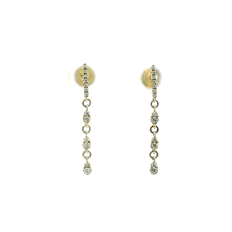 Glamorous Earrings-14K Yellow Gold 0.20cttw. Diamond Multi Link Dangle Stud Earrings