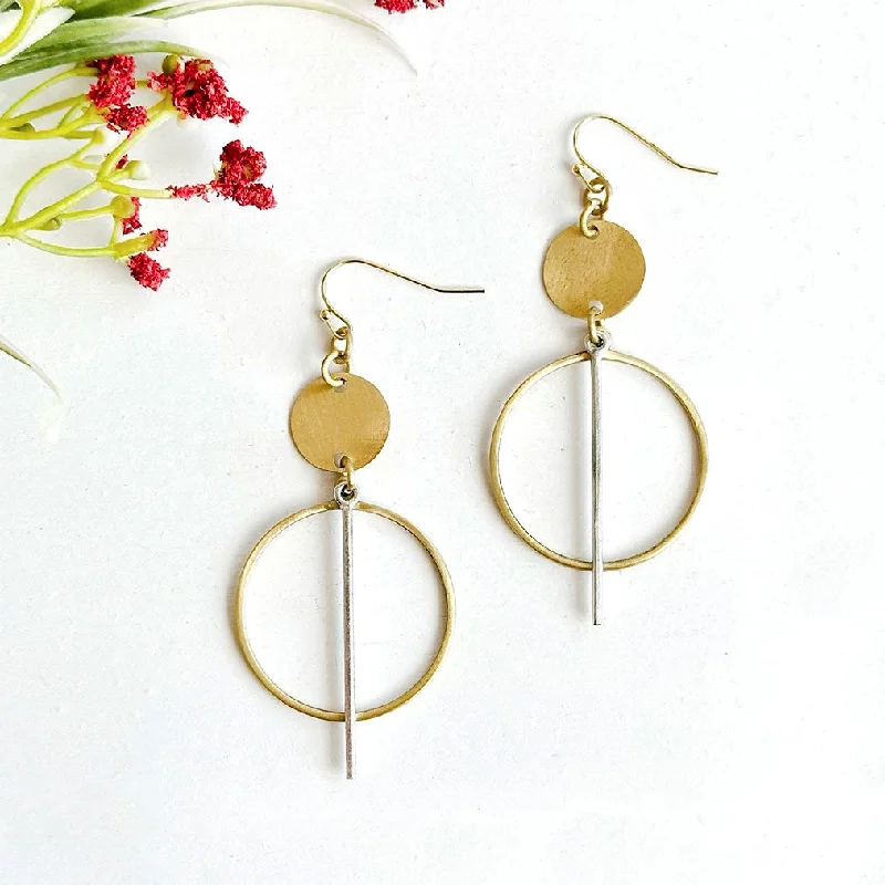 Geometric Drop Earrings-Swinging Pendulum Earrings, India