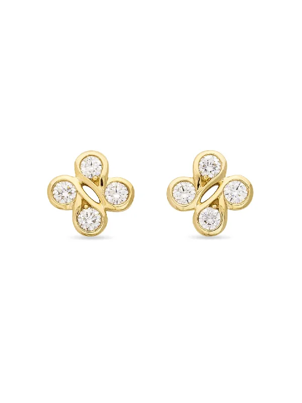 Lightweight Crystal Earrings-Be Boodles Yellow Gold Stud Earrings