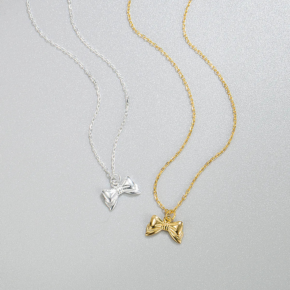 Zodiac Necklaces-Sterling Silver 18K Gold Plated Sweet Bow Knot Pendant Necklace