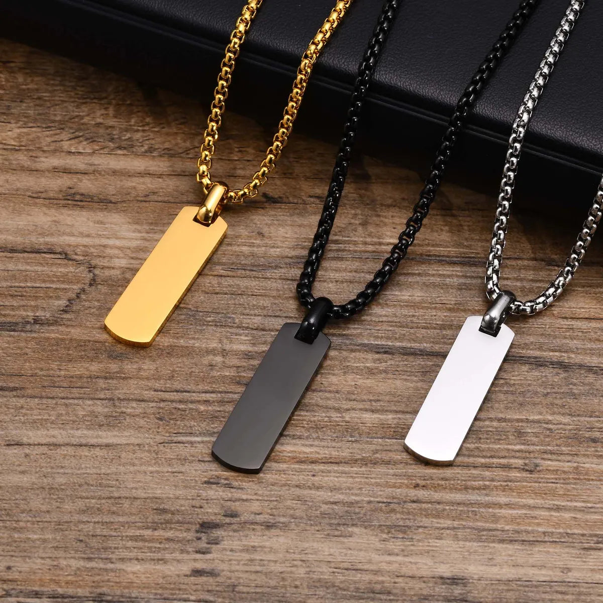 Sterling Silver Necklaces-Punk Simple Style Square Stainless Steel Polishing 18k Gold Plated Pendant Necklace