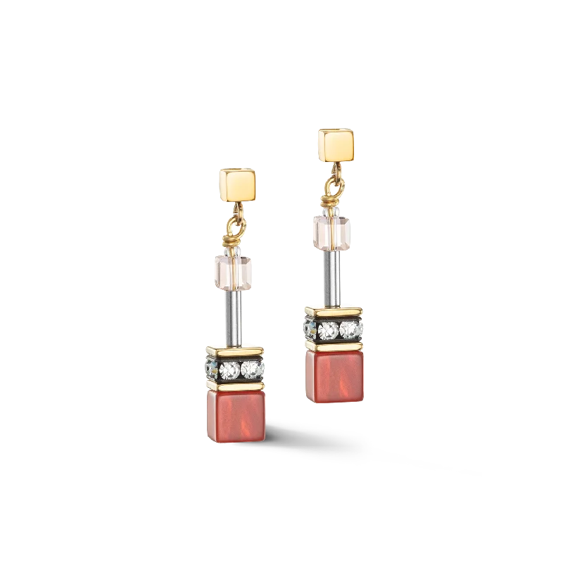 Bright Hoop Earrings-GeoCUBE® Iconic Precious earrings red-beige