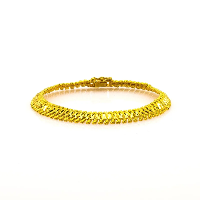 Personalized Adjustable Charm Bracelets-22K Yellow Gold Men's Bracelet W/ Artisanal Fishtail Link