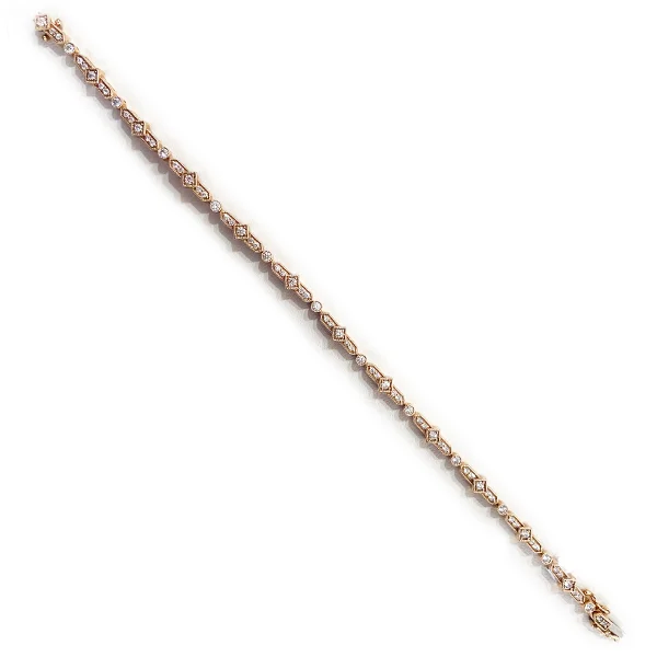 Handcrafted Bracelets for Women-14k Rose Gold Diamond Bracelet