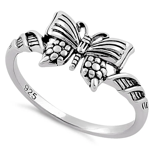 Custom Luxury Rings-Sterling Silver Butterfly Ring