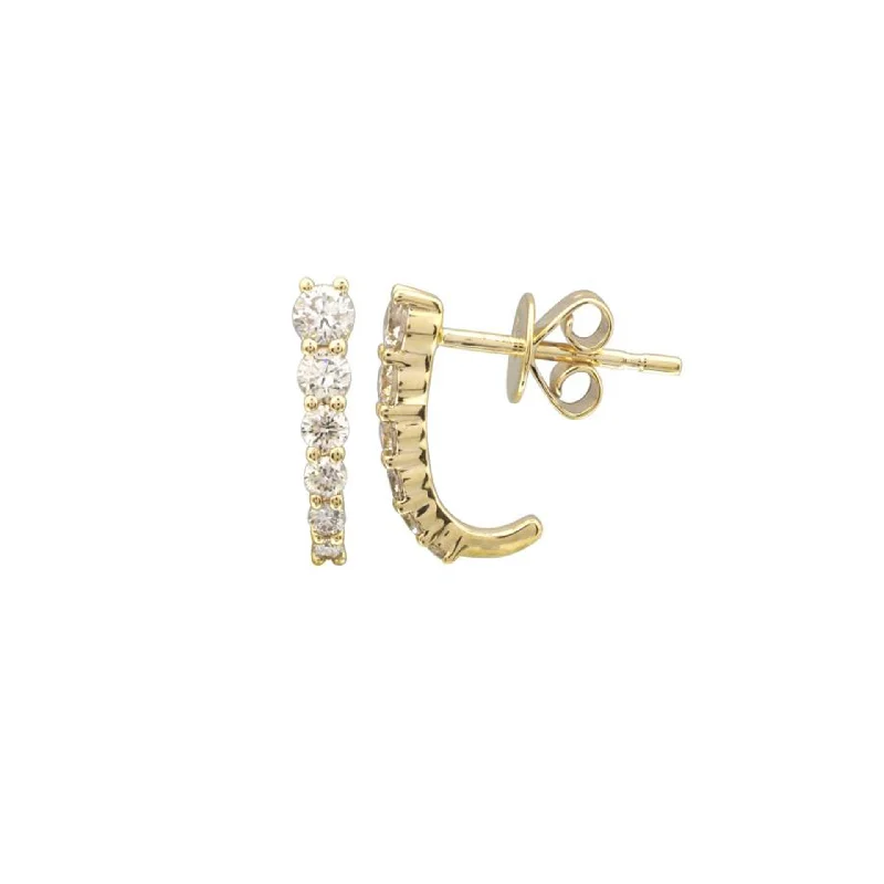 Designer Hoop Earrings-Graduated Diamond Lobe Wrap Studs