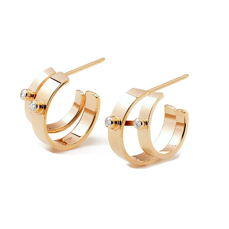 Rose Gold Dangle Earrings-Double Facing Hoops