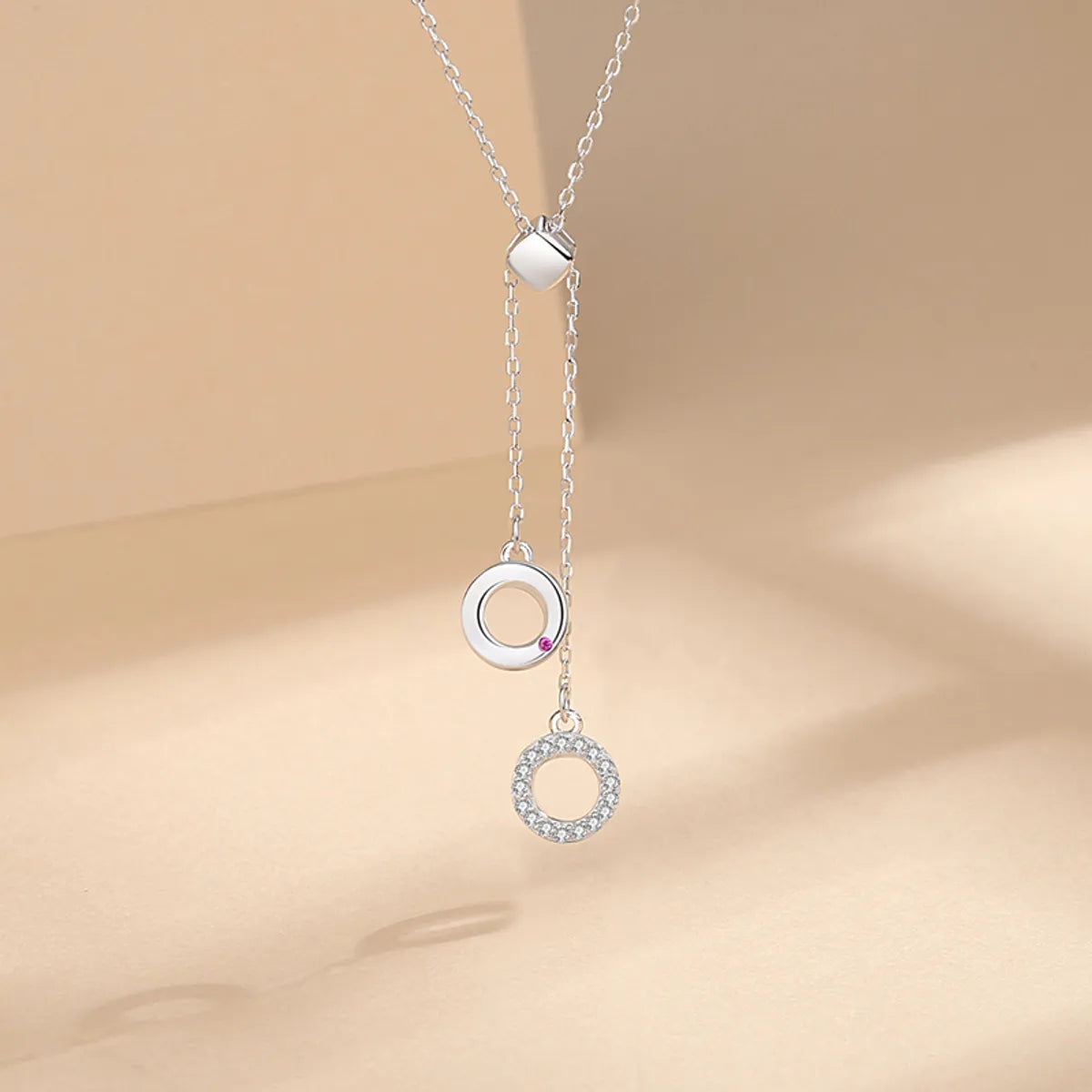 Statement Necklace Set-Simple Style Geometric Circle Sterling Silver Pendant Necklace