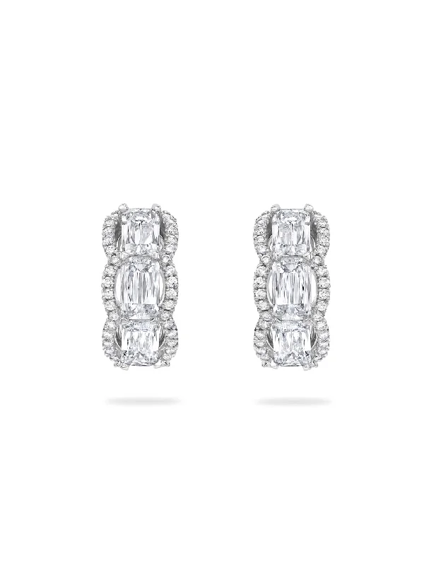 Teardrop Earrings-Ashoka Vintage Platinum Diamond Hoop Earrings