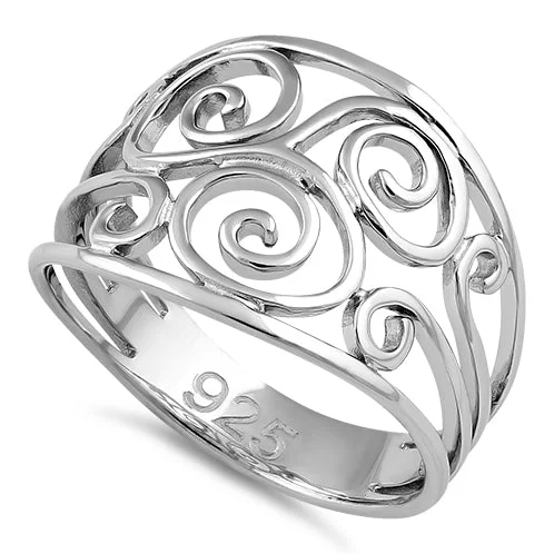 Unique Silver Rings-Sterling Silver Swirl Ring