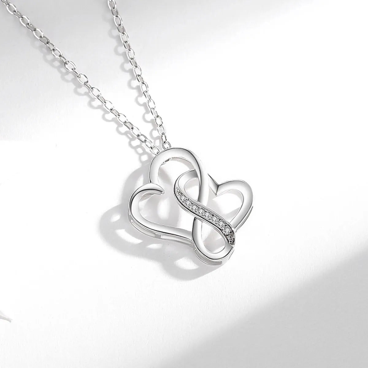 Designer Silver Necklaces-Elegant Romantic Heart Shape Sterling Silver Zircon Pendant Necklace In Bulk