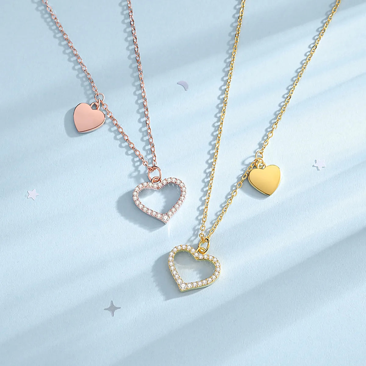 Personalized Pendant Necklaces-Elegant Simple Style Heart Shape Sterling Silver Plating Inlay Zircon Pendant Necklace