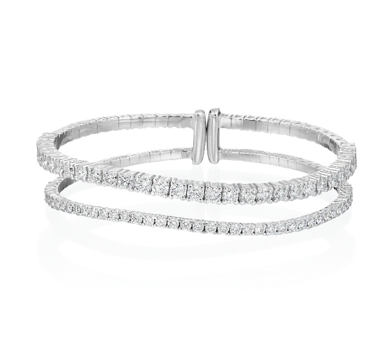 Minimalist Bracelets for Women-Lady's White 18 Karat Bracelet With Diamonds